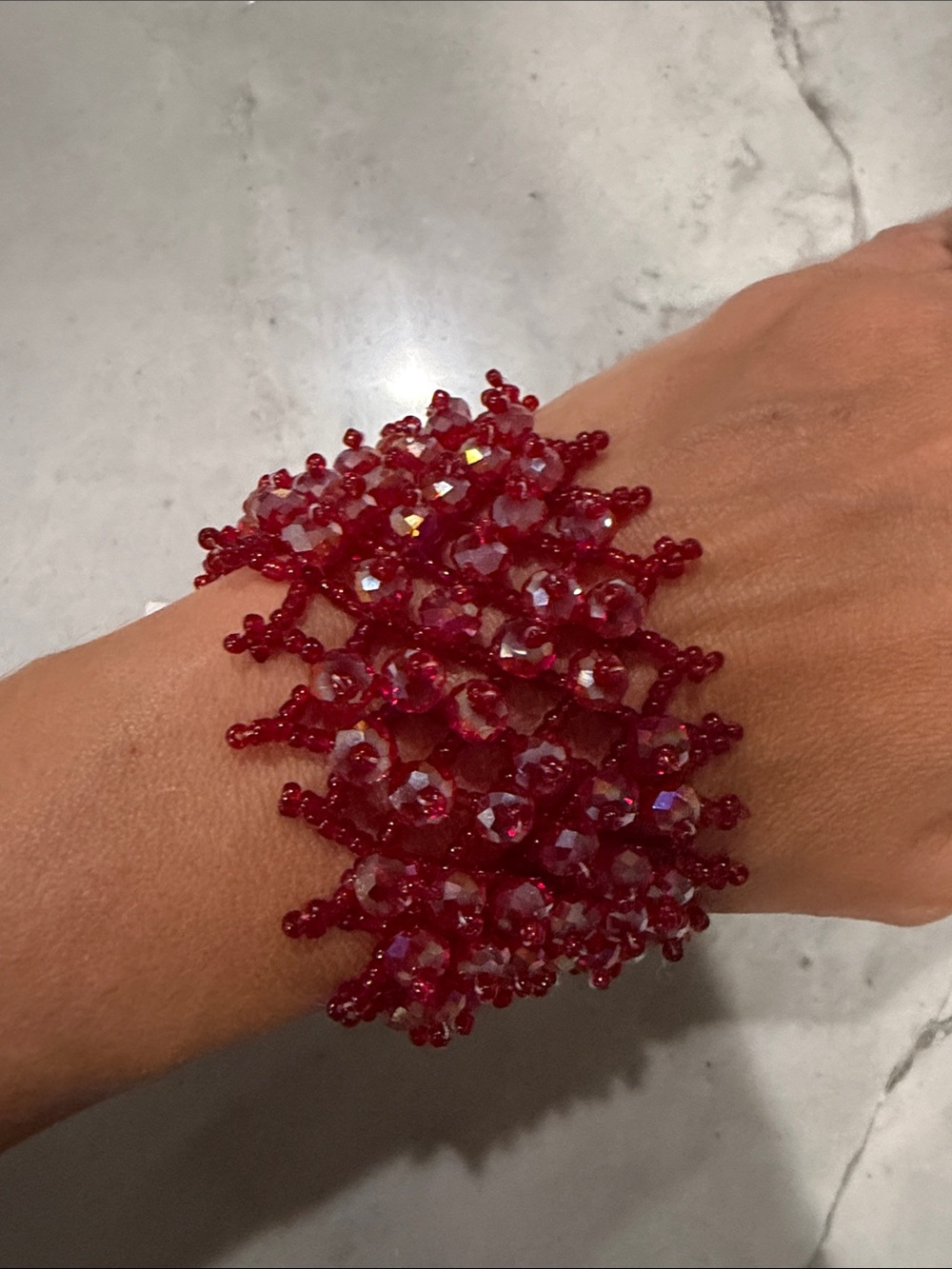Red Beaded Stretch Bracelet - Women Accessories